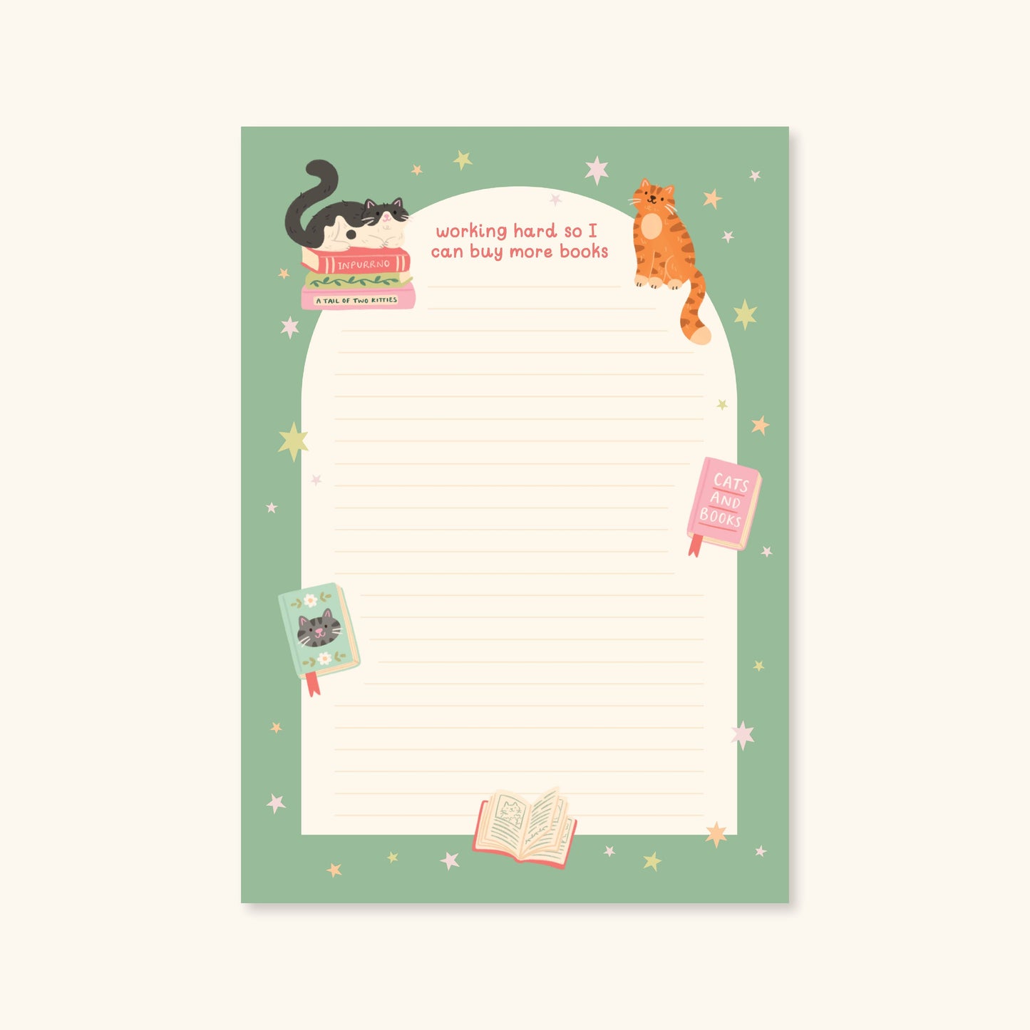 Cat Books Notepad | Literature Stationery Gifts