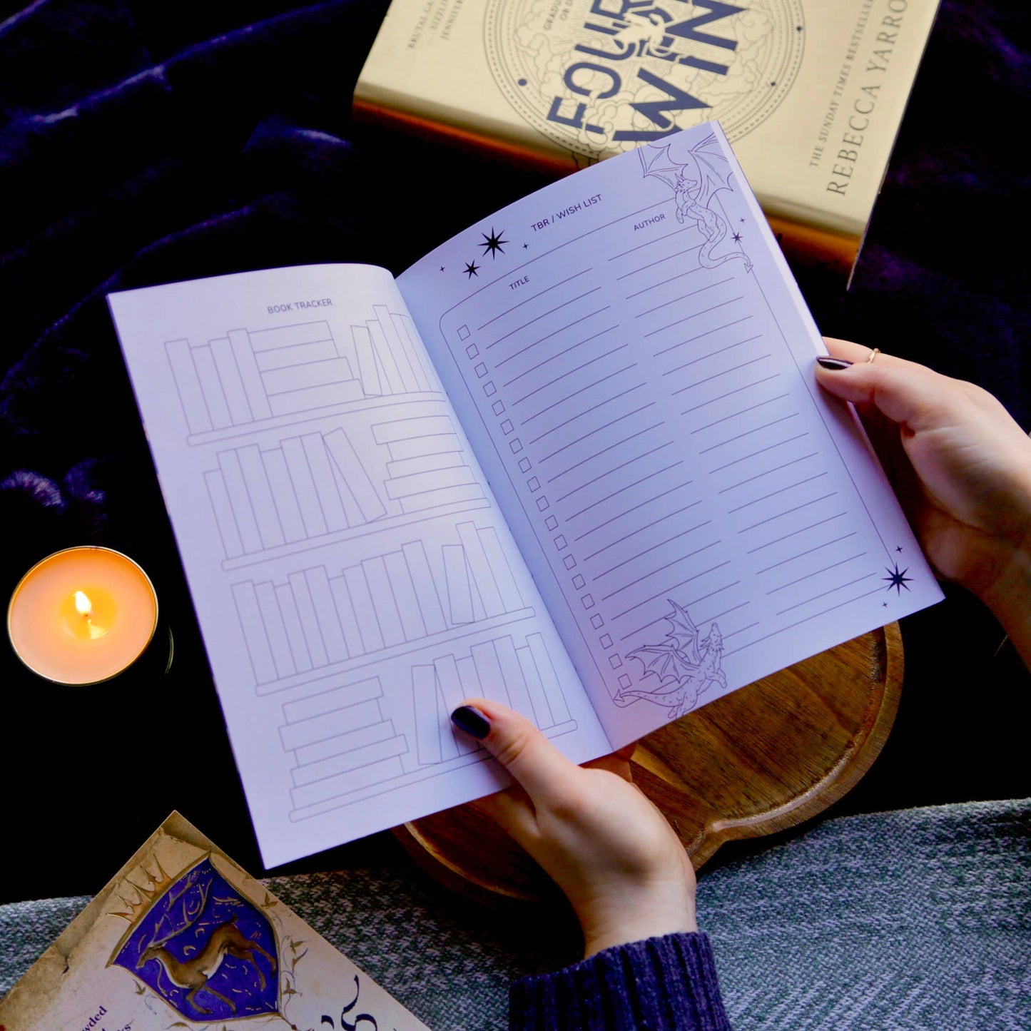 Reading Journal Dragon, Cosy Quest, Fantasy | 50 Page Book Reading Journal