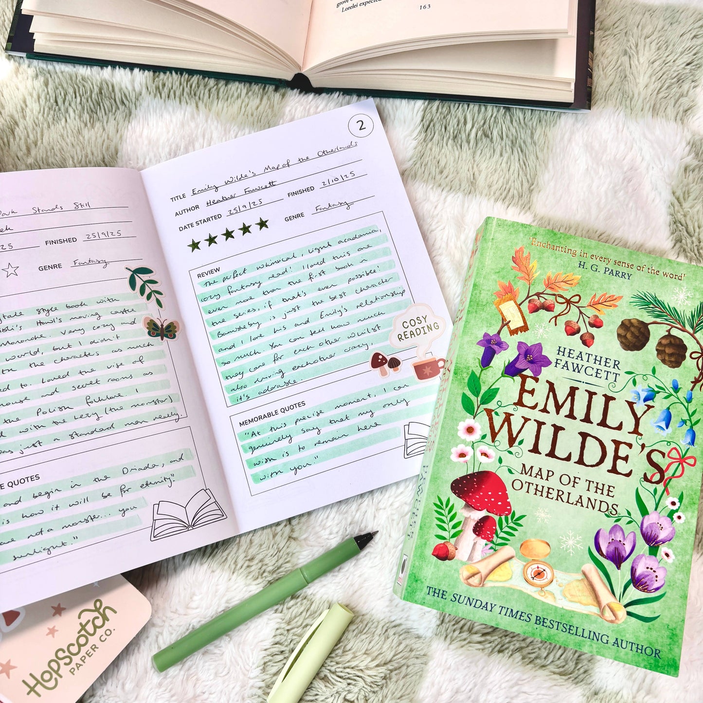 Reading Journal Fantasy Forest Cottagecore | 50 Page Book Review Reading Journal