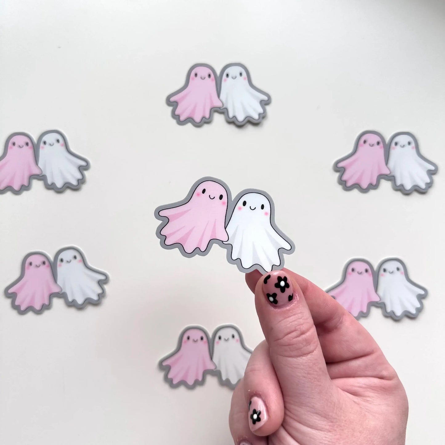 Ghost Couple Matte Sticker | Pink Cute Gift