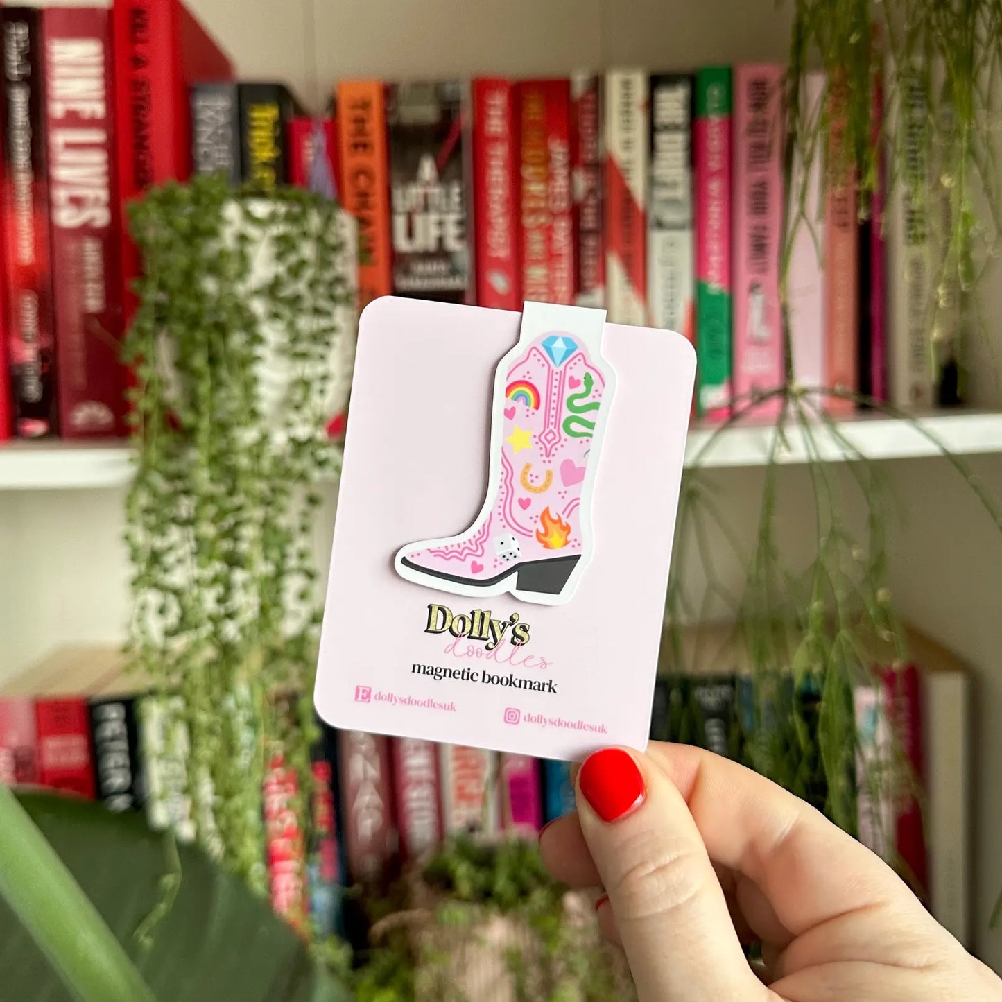 Cowgirl Boot Bookmark | Pink Magnetic Bookmark Reading Gift