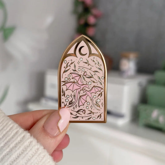 Flower Garden Dragon Enamel Badge | Enamel Pin for Romantasy Readers