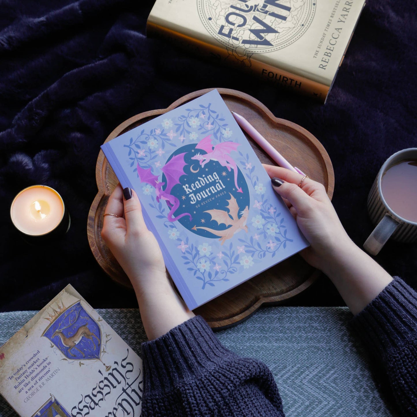 Reading Journal Dragon, Cosy Quest, Fantasy | 50 Page Book Reading Journal