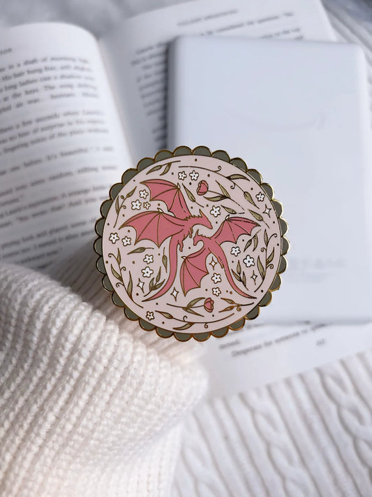 Flower Garden Dragon E-Reader Grip | Romantasy Reader Gift Accessory