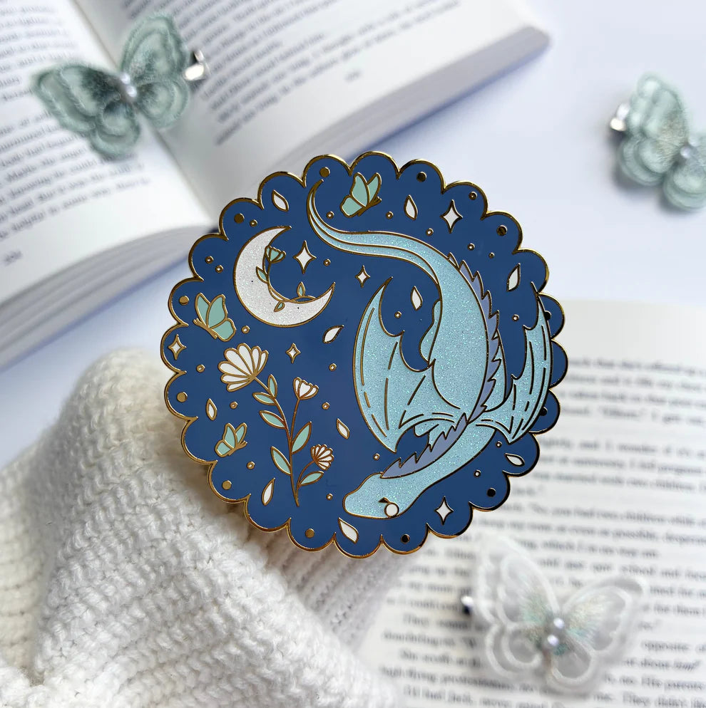 Moon Flower Dragon E-Reader Grip | Reader Gift Accessory