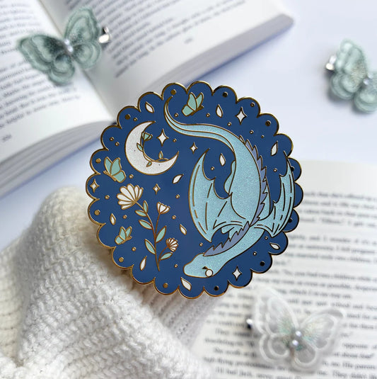 Moon Flower Dragon E-Reader Grip | Reader Gift Accessory