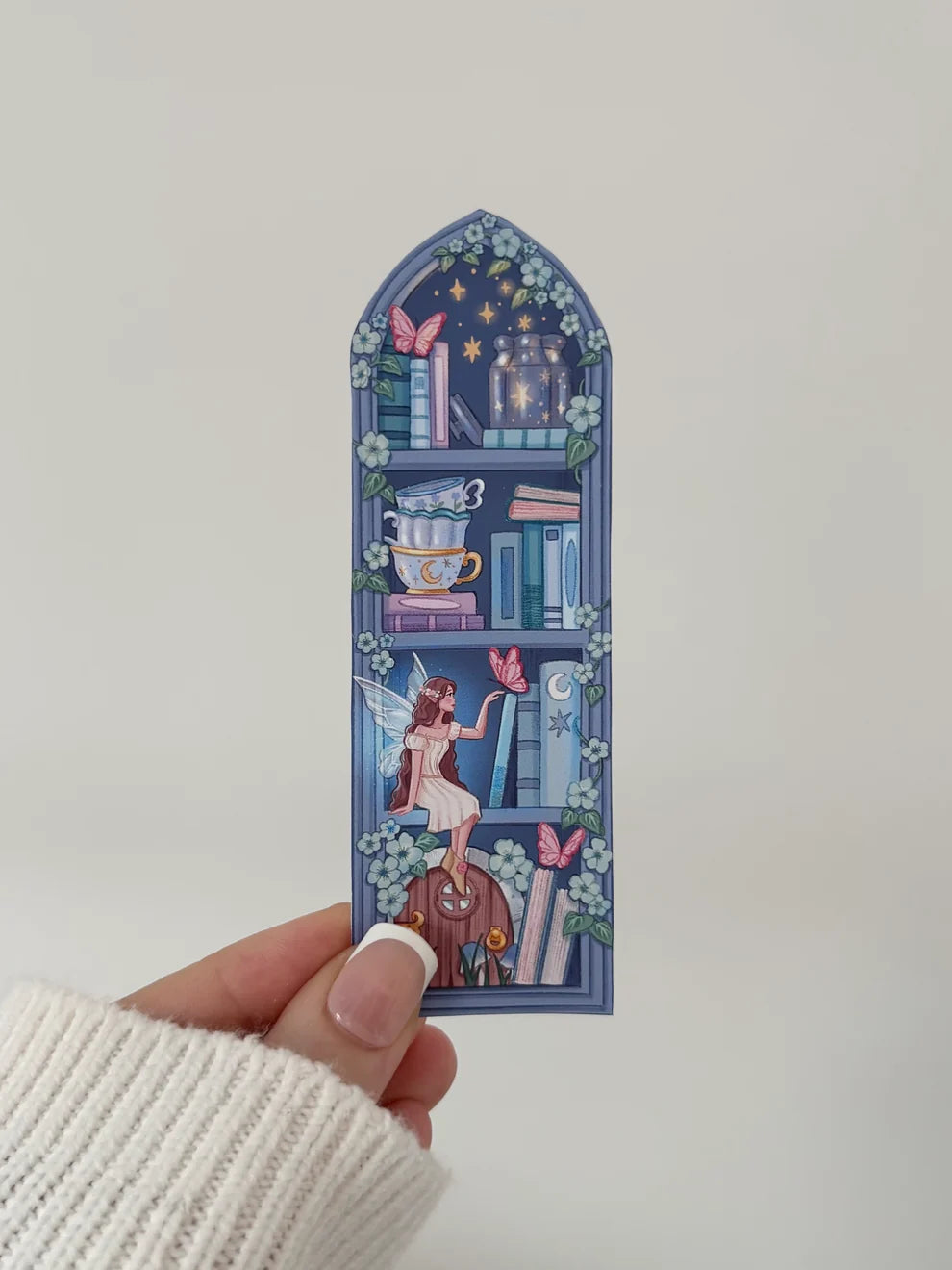 Moon Fairy Bookshelf | Matte Vinyl Sticker for Fantasy Lovers