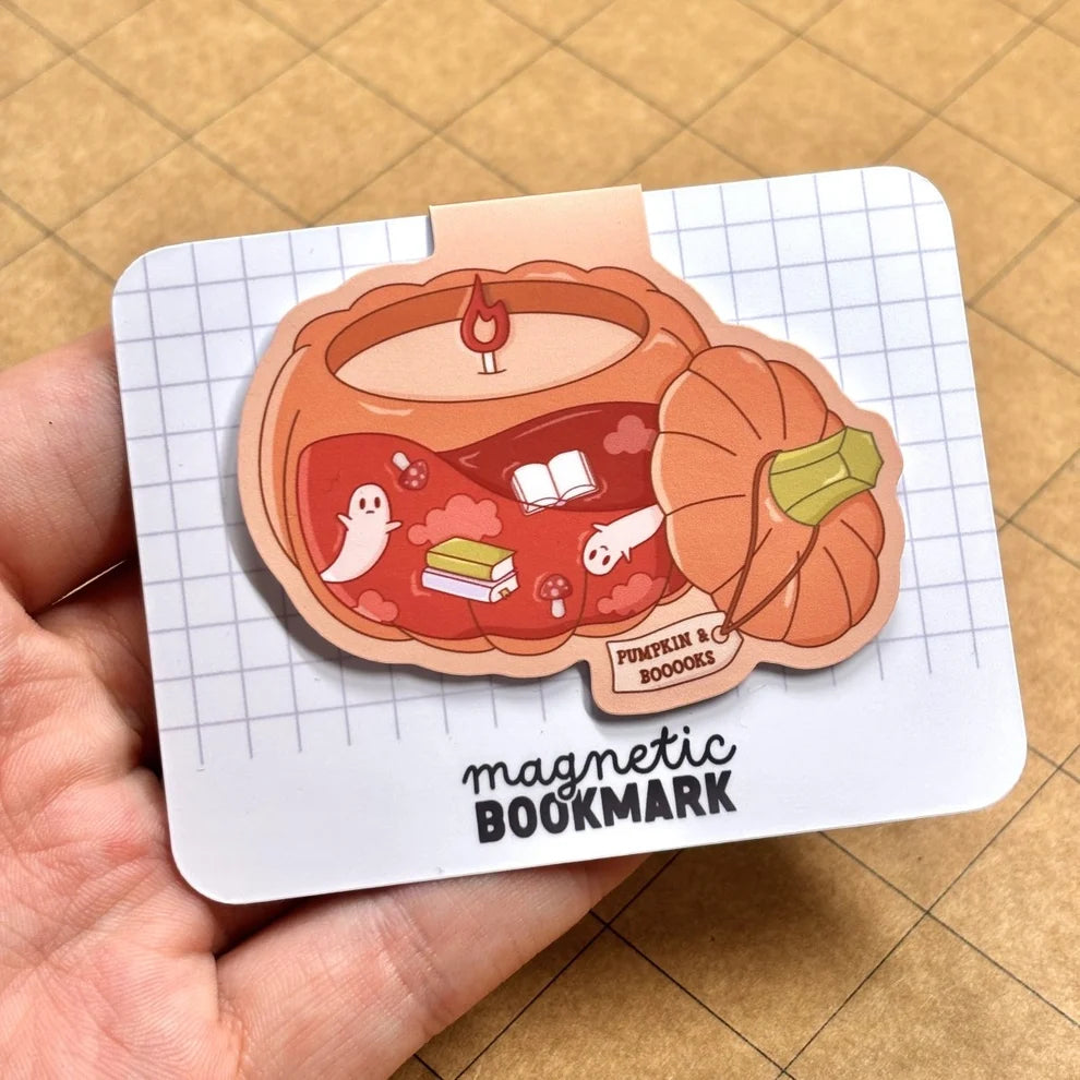 Pumpkin Ghosts Cosy Season Bookmark | Magnetic Bookmark Reading Gift