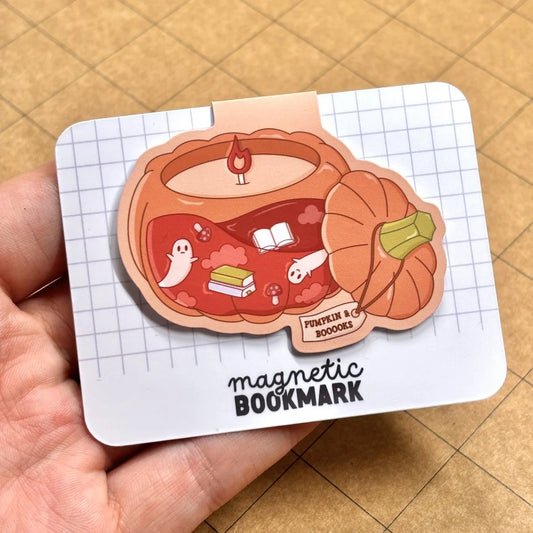 Pumpkin Ghosts Cosy Season Bookmark | Magnetic Bookmark Reading Gift