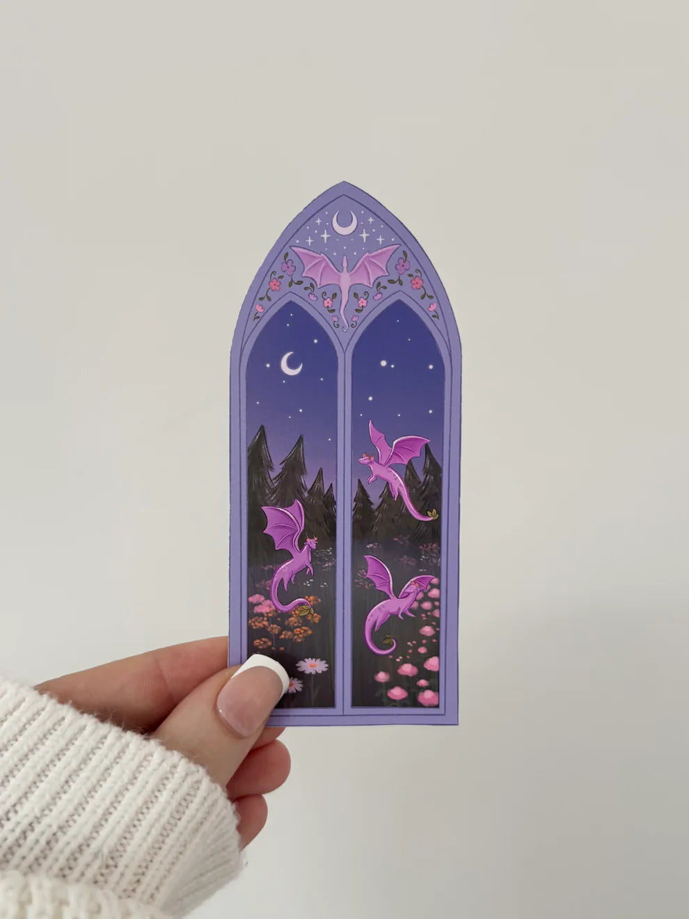 Purple Flower Dragons | Matte Vinyl Sticker for Fantasy Lovers