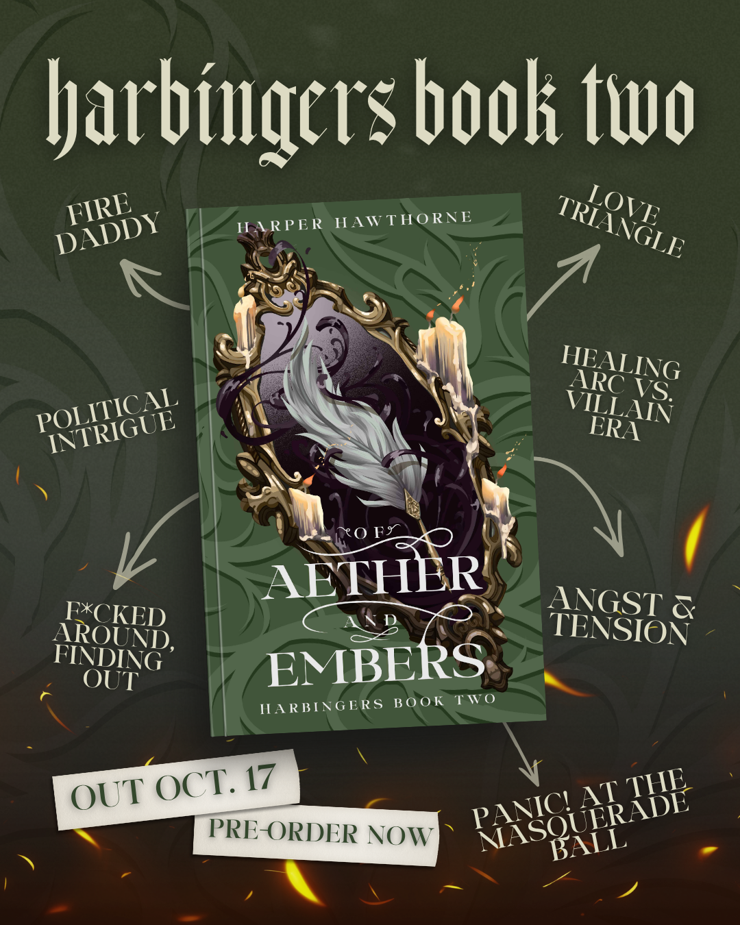 Of Aether and Embers; Harper Hawthorne | Paperback Edition with Artwork and Bookplate (Harbingers Book 2) (pre-order)
