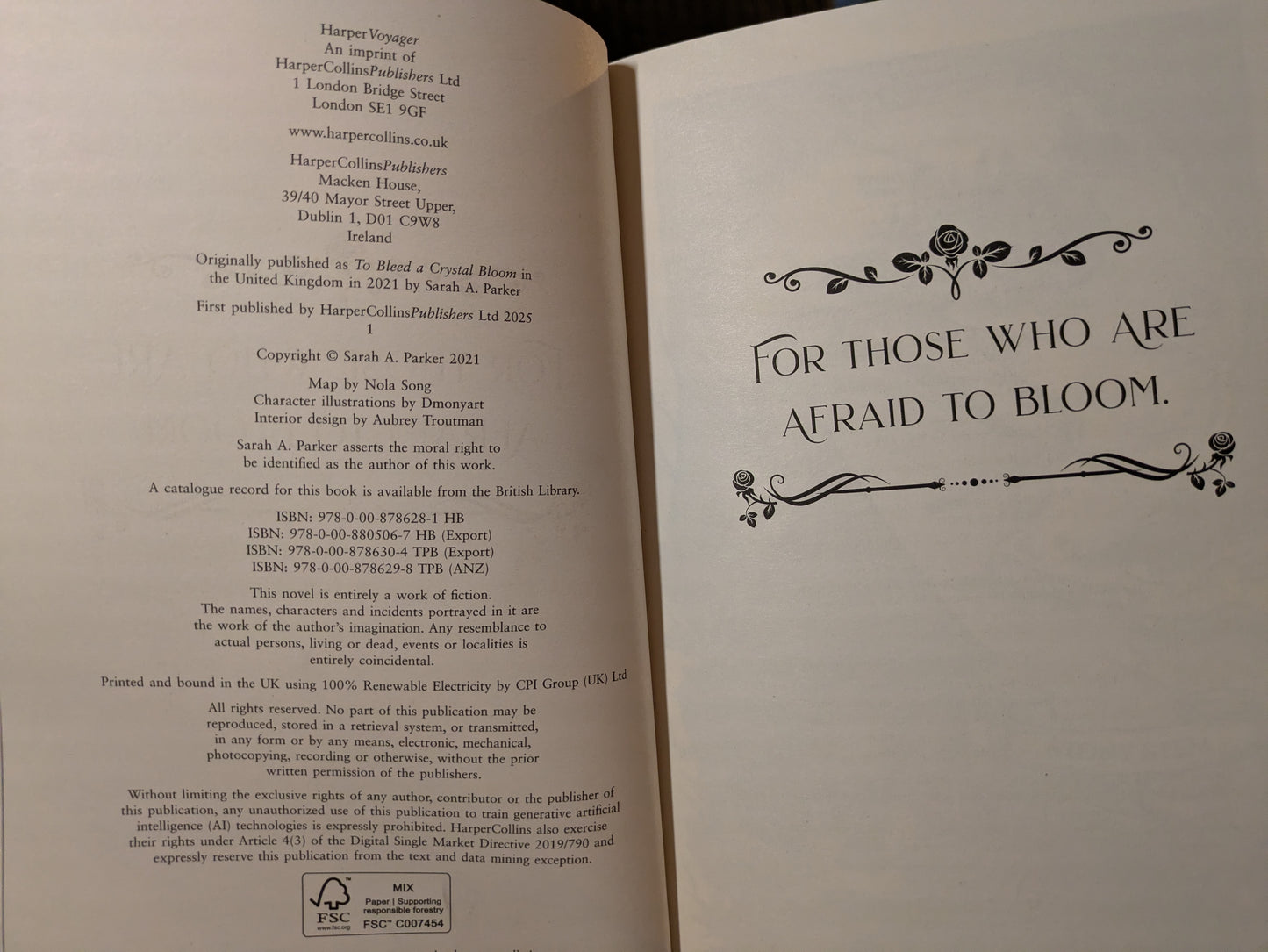 To Bleed a Crystal Bloom; Sarah A. Parker | Limited First Edition Collector's Edition