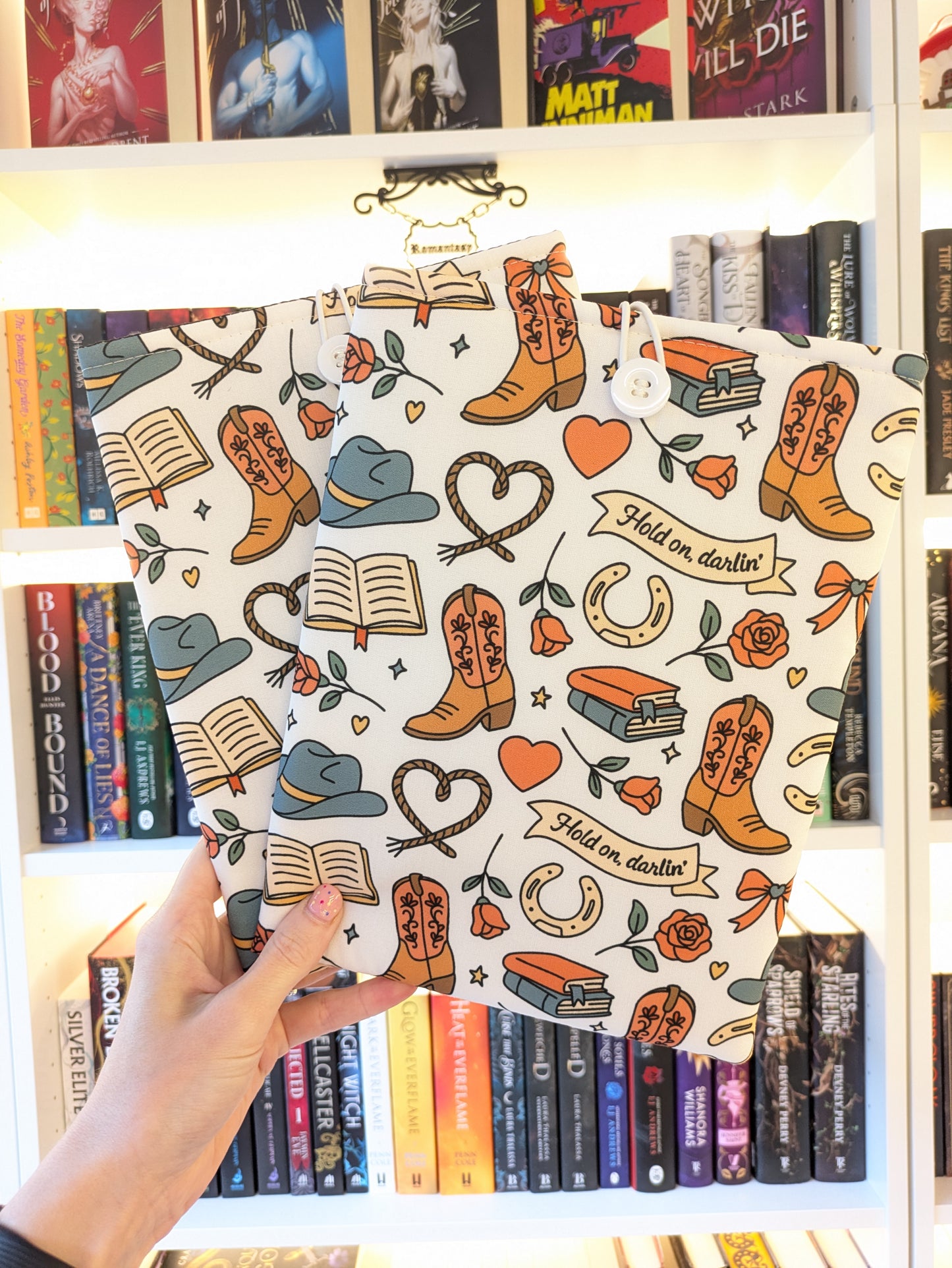 Hold on Darlin' Cowboy Romance Book/Kindle Sleeve | Padded Protective Sleeve for E-reader or Book