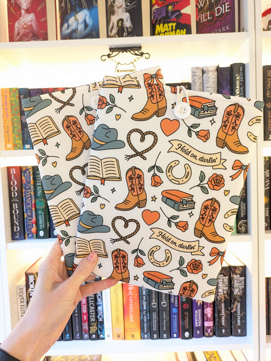 Hold on Darlin' Cowboy Romance Book/Kindle Sleeve | Padded Protective Sleeve for E-reader or Book