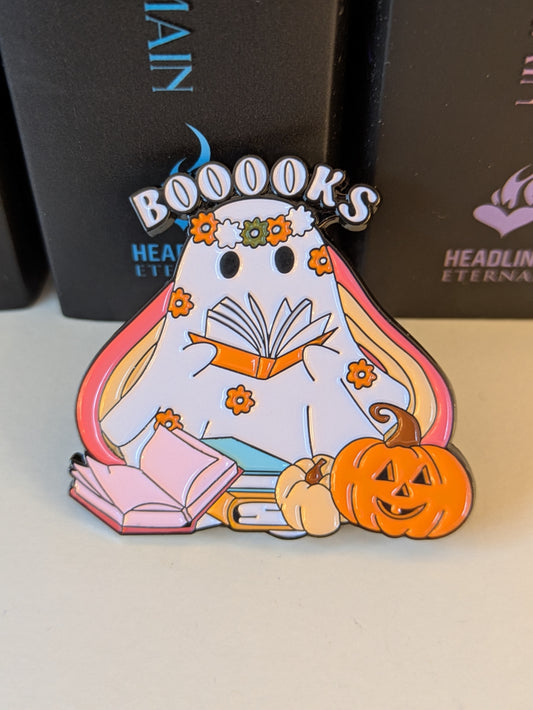 Cosy Season Ghost Pin | Enamel Badge for Book Lovers
